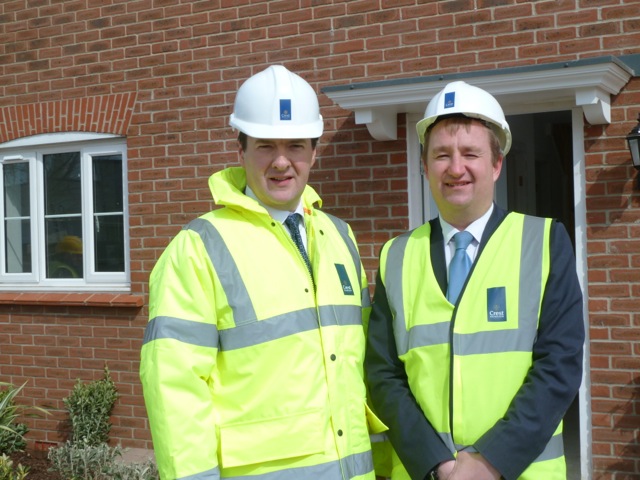Chancellor and Nigel touring the Denby Bank new-build site