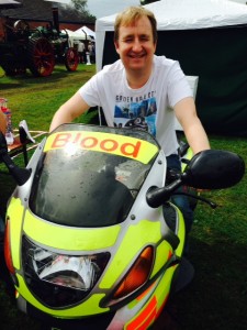 Nigel Mills MP showing support for the Derbyshire Blood Bike scheme