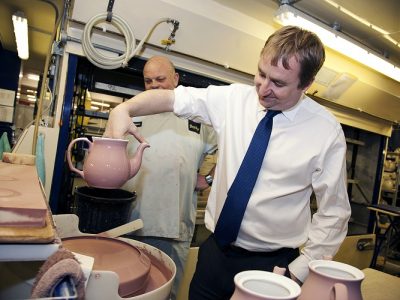 Nigel trying pottery at Denby Pottery